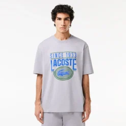 T-Shirts And Vests*Lacoste Loose Fit Heavy Cotton Printed T-Shirt in Grey