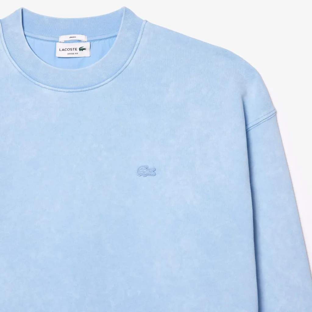 Sweatshirts*Lacoste Loose Fit Washed Effect Fleece Sweatshirt in Light Blue