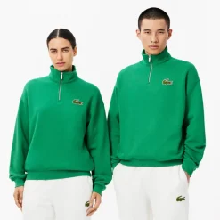 Sweatshirts*Lacoste Loose Fit Zip Neck Badge Accent Sweatshirt in Green