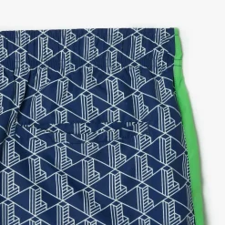 Shorts*Lacoste Mid Length Monogram Print Swim Trunks in Multi colour