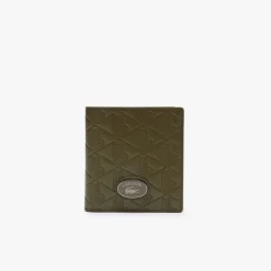 Wallets*Lacoste Nomogramme Compact Leather Billfold in Green