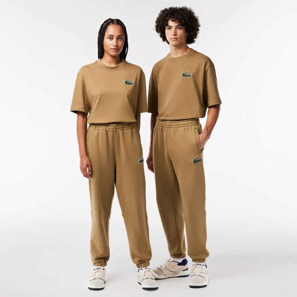 Trousers*Lacoste Organic Cotton Fleece Sweatpants in Brown