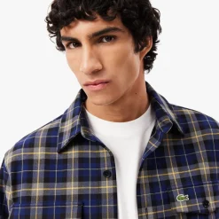 Coats And Jackets*Lacoste Oversize Checked Overshirt in Navy