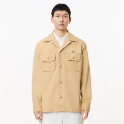 Coats And Jackets*Lacoste Oversized Cotton Twill Plaid Overshirt in Beige