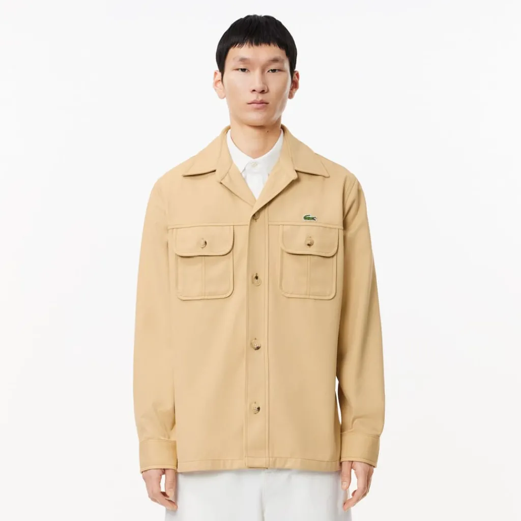 Coats And Jackets*Lacoste Oversized Cotton Twill Plaid Overshirt in Beige