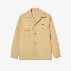 Coats And Jackets*Lacoste Oversized Cotton Twill Plaid Overshirt in Beige
