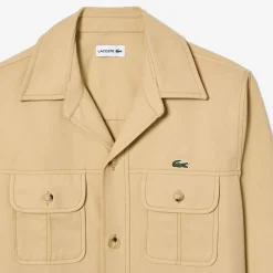 Coats And Jackets*Lacoste Oversized Cotton Twill Plaid Overshirt in Beige