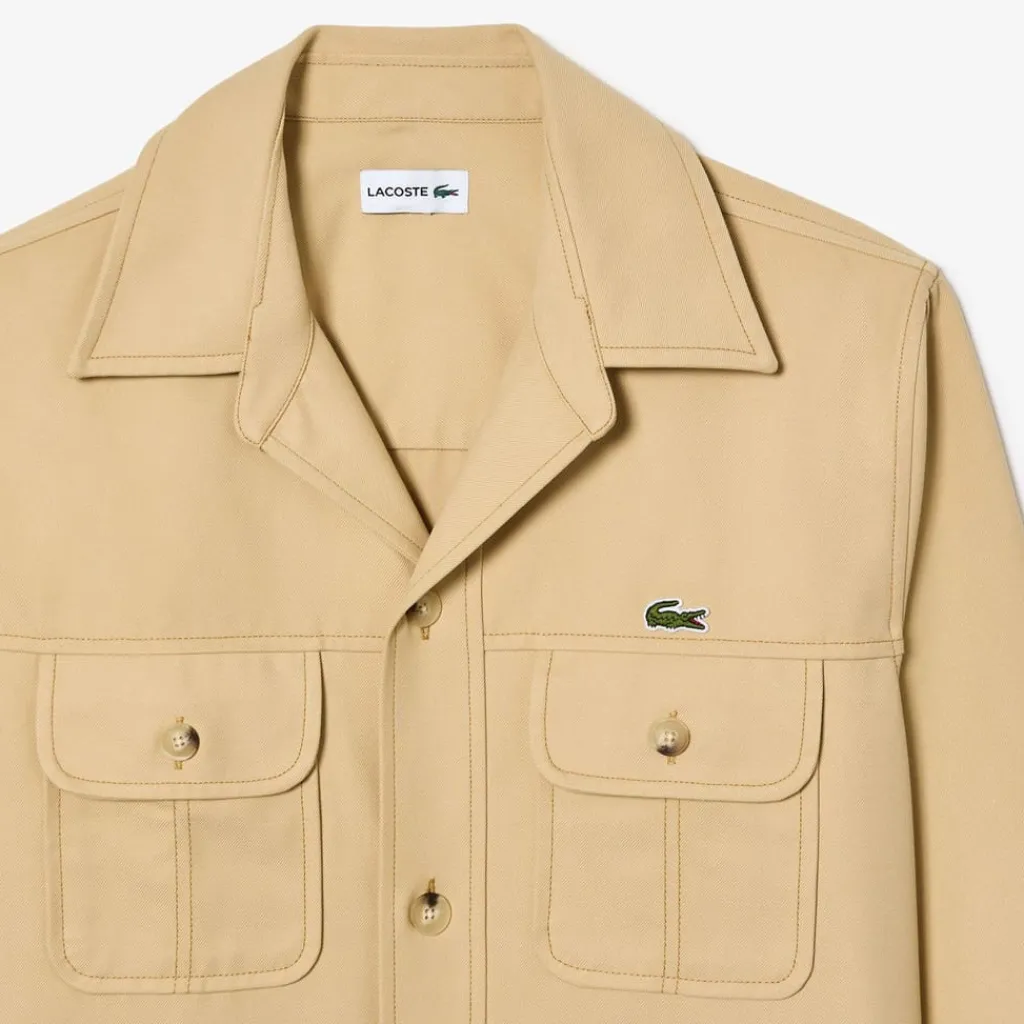 Coats And Jackets*Lacoste Oversized Cotton Twill Plaid Overshirt in Beige