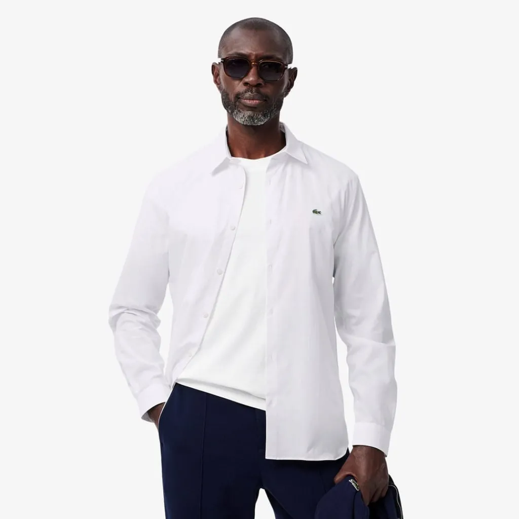 Shirts*Lacoste Poplin Shirt Sn61 in White