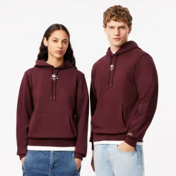 Sweatshirts*Lacoste Print Hoodie in red maroon