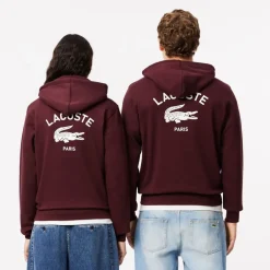 Sweatshirts*Lacoste Print Hoodie in red maroon