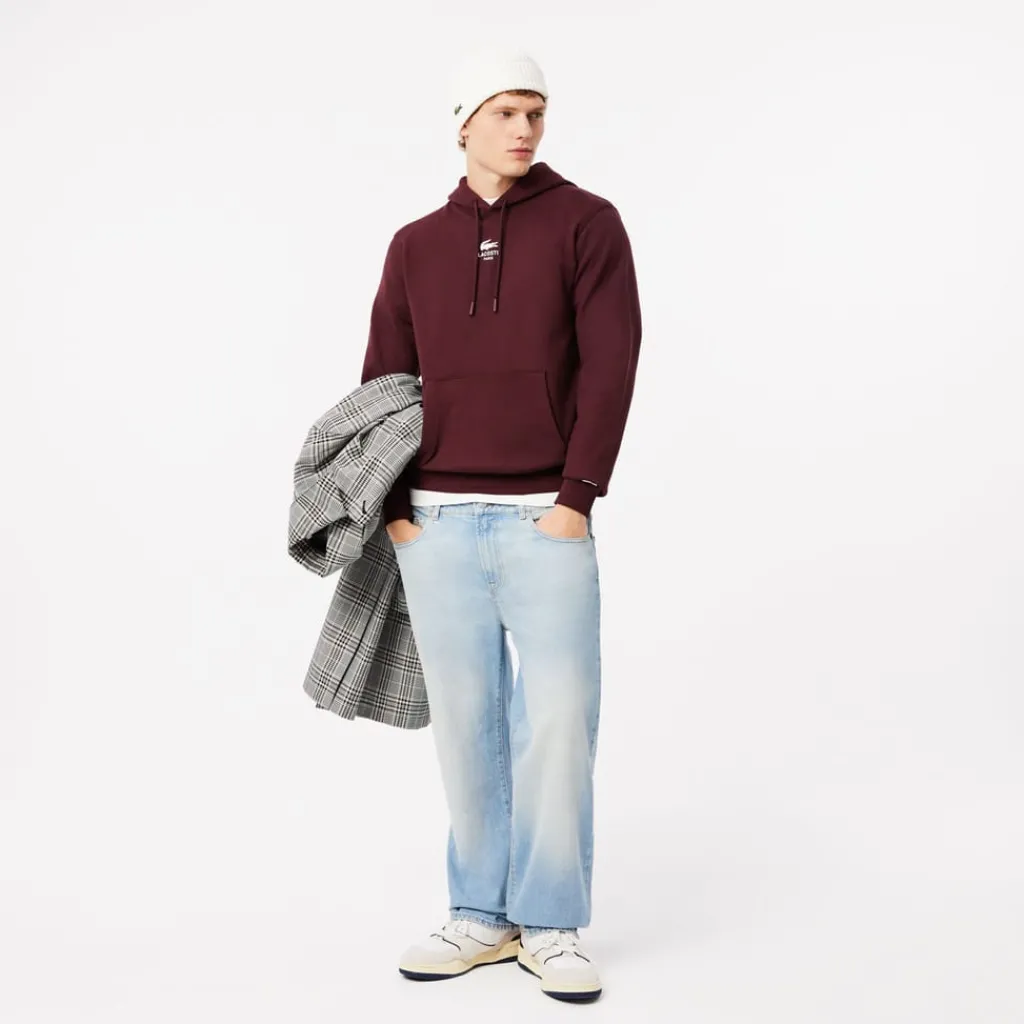 Sweatshirts*Lacoste Print Hoodie in red maroon