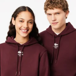 Sweatshirts*Lacoste Print Hoodie in red maroon