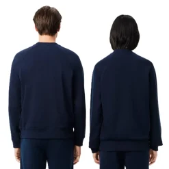 Knitwear*Lacoste Regular Fit Crew Neck Lettering Sweater in Blue