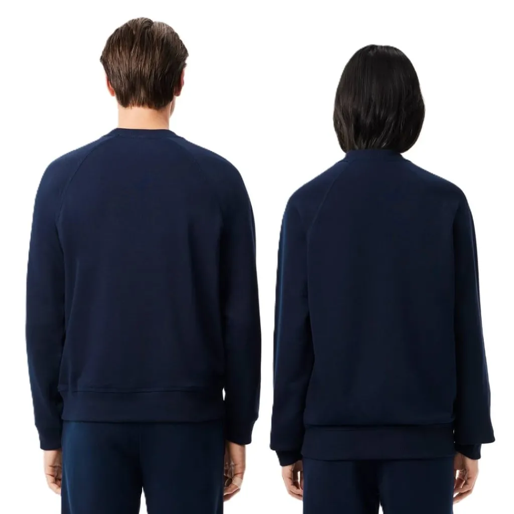 Knitwear*Lacoste Regular Fit Crew Neck Lettering Sweater in Blue