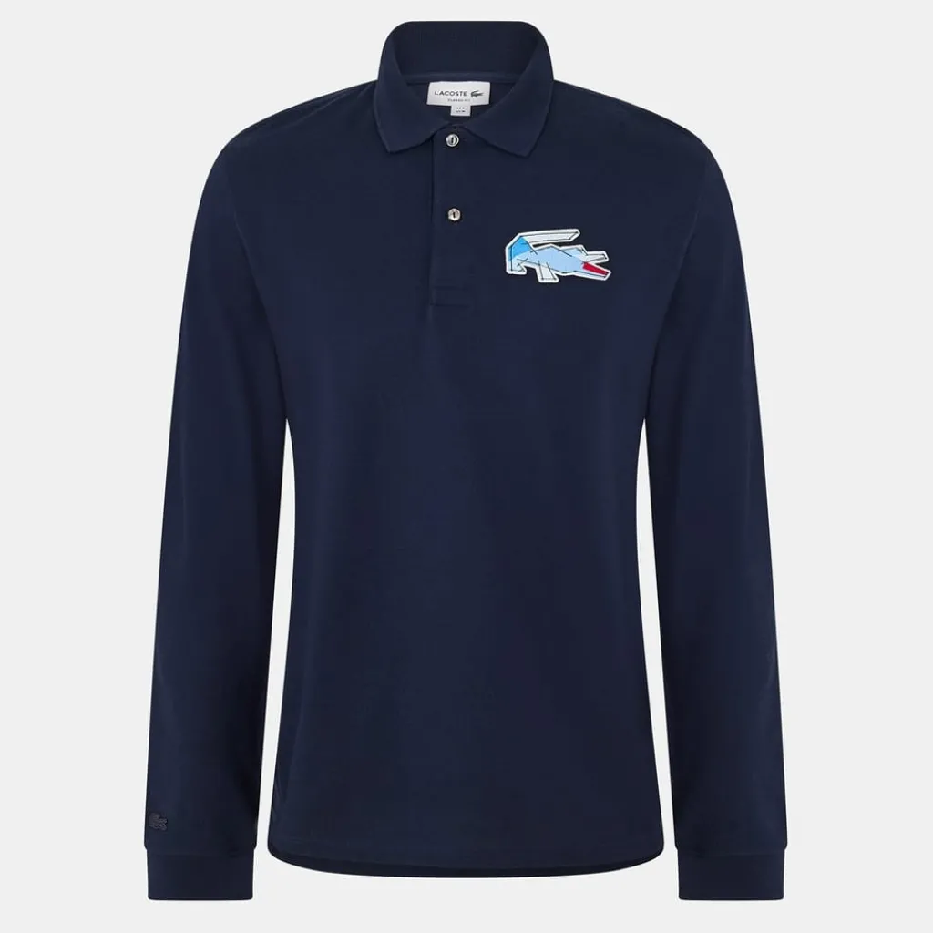 Polo Shirts*Lacoste Regular Fit Crocodile Print Polo Shirt in Blue