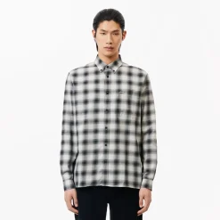 Shirts*Lacoste Regular Fit Flannel Shirt in Black-White