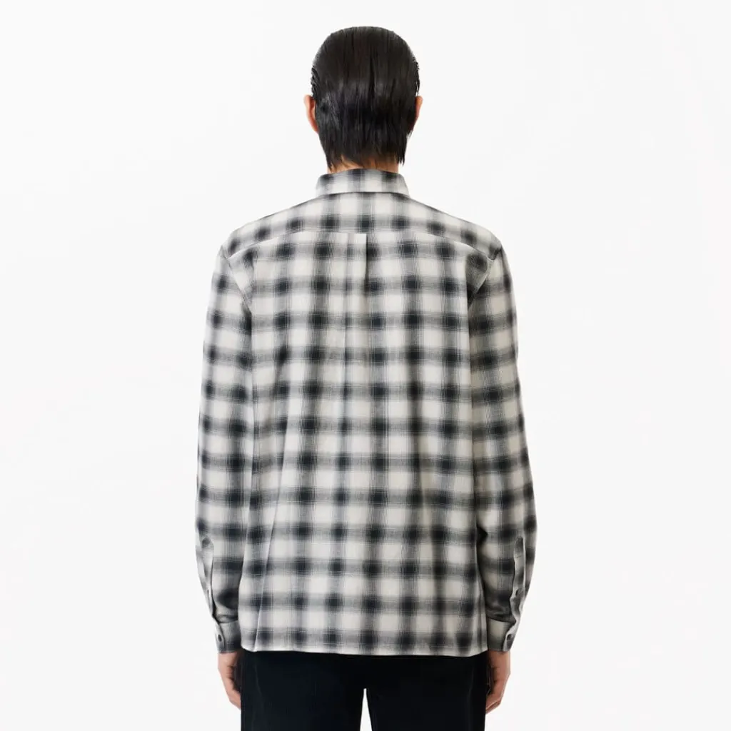 Shirts*Lacoste Regular Fit Flannel Shirt in Black-White