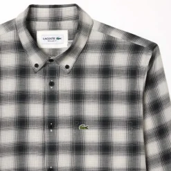 Shirts*Lacoste Regular Fit Flannel Shirt in Black-White