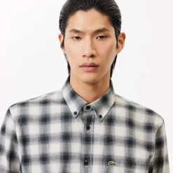 Shirts*Lacoste Regular Fit Flannel Shirt in Black-White