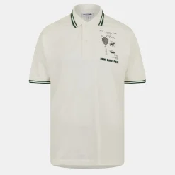 Polo Shirts*Lacoste Regular Fit Lettering Polo Shirt in Cream