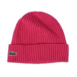 Caps-Hats*Lacoste Rib Knit Brushed Wool Beanie in Red