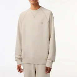 Sweatshirts*Lacoste Round Neck Organic Cotton Sweatshirt in Beige