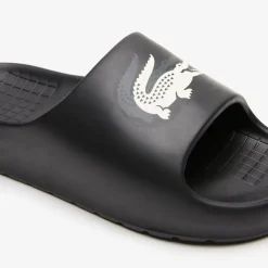 Beach Shoes*Lacoste Serve 2.0 Sliders in Black-White