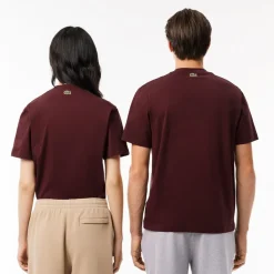 T-Shirts And Vests*Lacoste Signature Print Cotton T-Shirt in red maroon