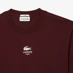 T-Shirts And Vests*Lacoste Signature Print Cotton T-Shirt in red maroon