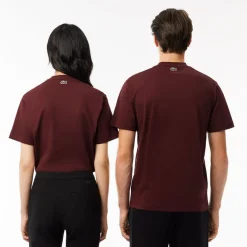 T-Shirts And Vests*Lacoste Signiature Print Cotton T-Shirt in red maroon