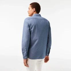 Shirts*Lacoste Slim Fit Concealed Placket Poplin Shirt in Blue