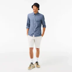 Shirts*Lacoste Slim Fit Concealed Placket Poplin Shirt in Blue