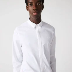Shirts*Lacoste Slim Fit Concealed Placket Poplin Shirt in White