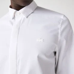 Shirts*Lacoste Slim Fit Concealed Placket Poplin Shirt in White