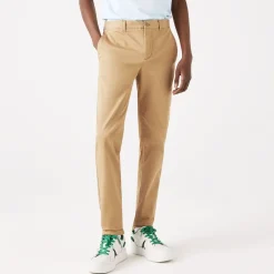 Trousers*Lacoste Slim Fit Stretch Cotton Chinos in Beige