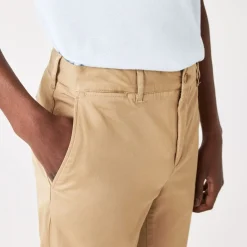 Trousers*Lacoste Slim Fit Stretch Cotton Chinos in Beige