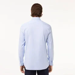 Shirts*Lacoste Slim Fit Striped Stretch Poplin Shirt in Light Blue