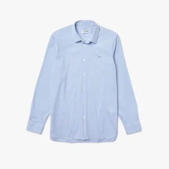 Shirts*Lacoste Slim Fit Striped Stretch Poplin Shirt in Light Blue
