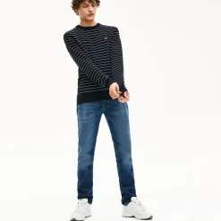 Sweatshirts*Lacoste Striped Textured Cotton Sweatshirt in Navy