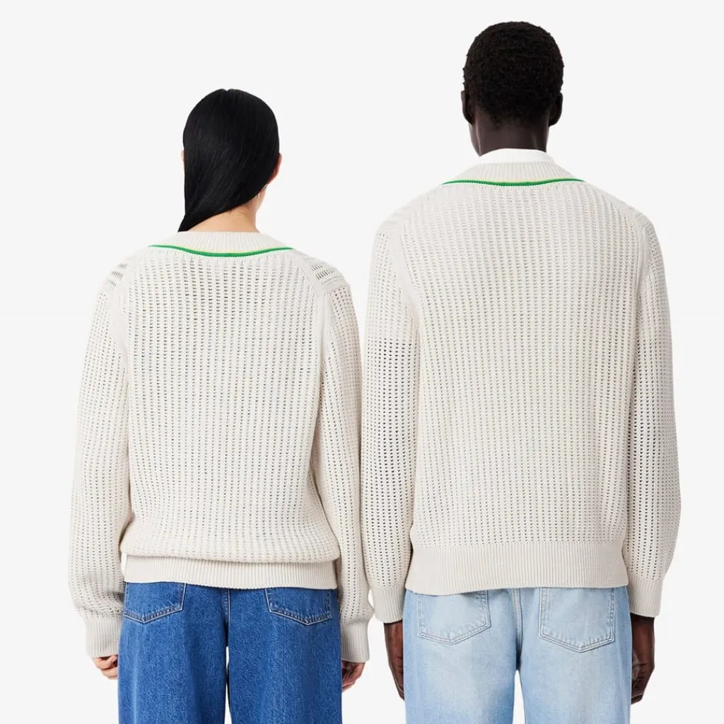 Knitwear*Lacoste V-Neck Regular Fit Sweater in White