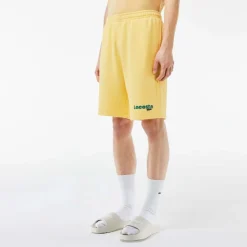 Shorts*Lacoste Washed Effect Printed Fleece Shorts in Yellow