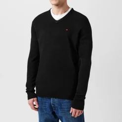Knitwear*Lee Cooper Cooper Long Sleeve V Neck Jumper in Black