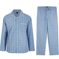 Underwear And Socks*Linea Geo Collared Neck Pyjama Set in Blue