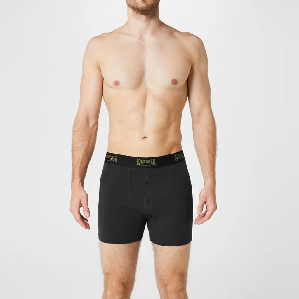 Underwear And Socks*lonsdale Mens 2 Pack Boxers in Black