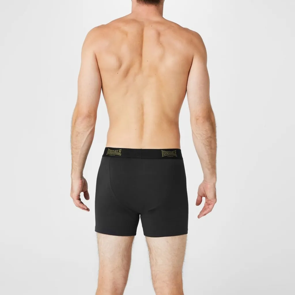Underwear And Socks*lonsdale Mens 2 Pack Boxers in Black