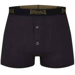 Underwear And Socks*lonsdale Mens 2 Pack Boxers in Black
