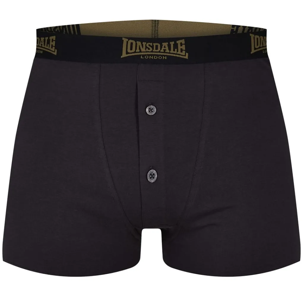 Underwear And Socks*lonsdale Mens 2 Pack Boxers in Black