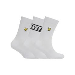 Underwear And Socks*Lyle And Scott 3 Pack Lettering Crew Socks in White