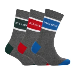 Underwear And Socks*Lyle And Scott 3 Pack of Design Sport Socks in Grey